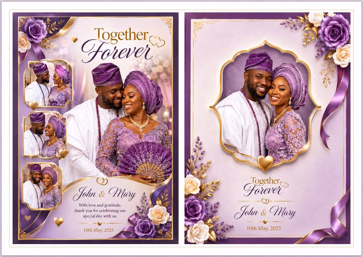 Create a premium two-page wedding jotter souvenir cover desi
