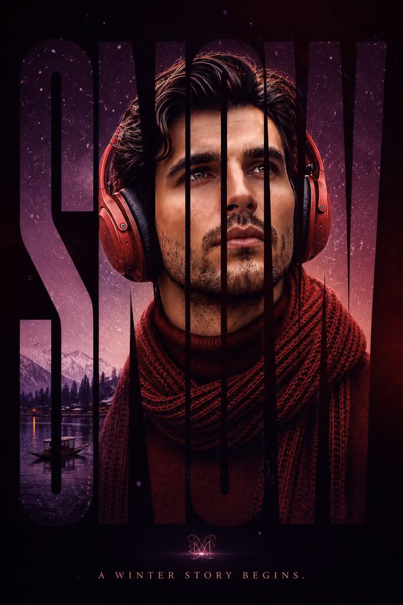 Ultra-modern editorial poster design featuring my face integ