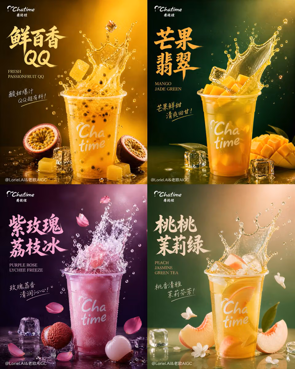 Create an ultra-premium commercial poster for Chatime in a s