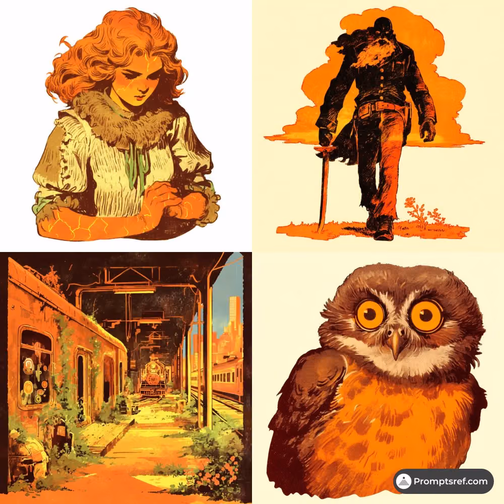 warm neo-retro illustration
printmaking/screenprint texture