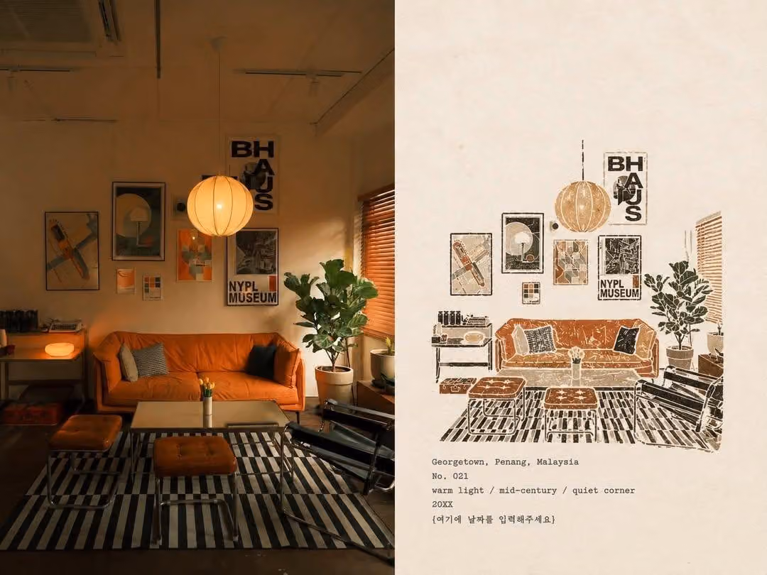 Create a premium vintage travel-journal editorial page, vert
