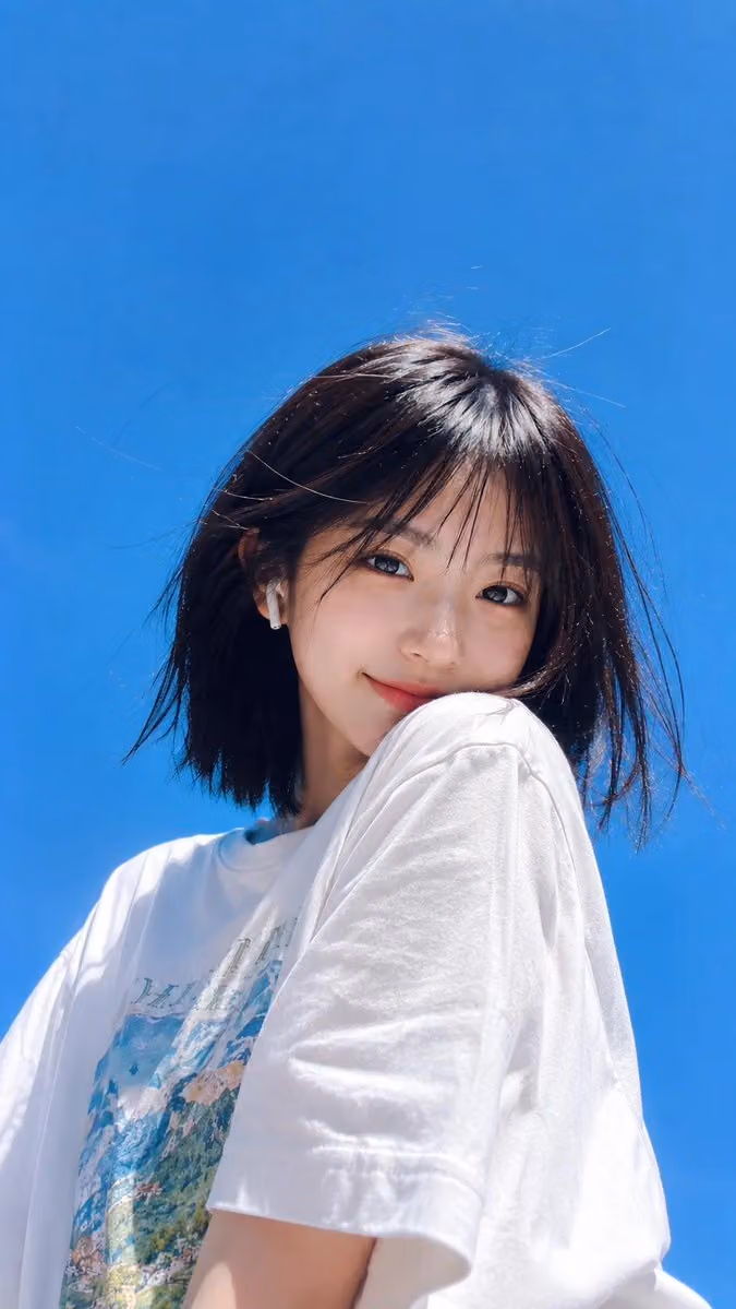 Ultra-realistic lifestyle portrait of a cheerful young woman