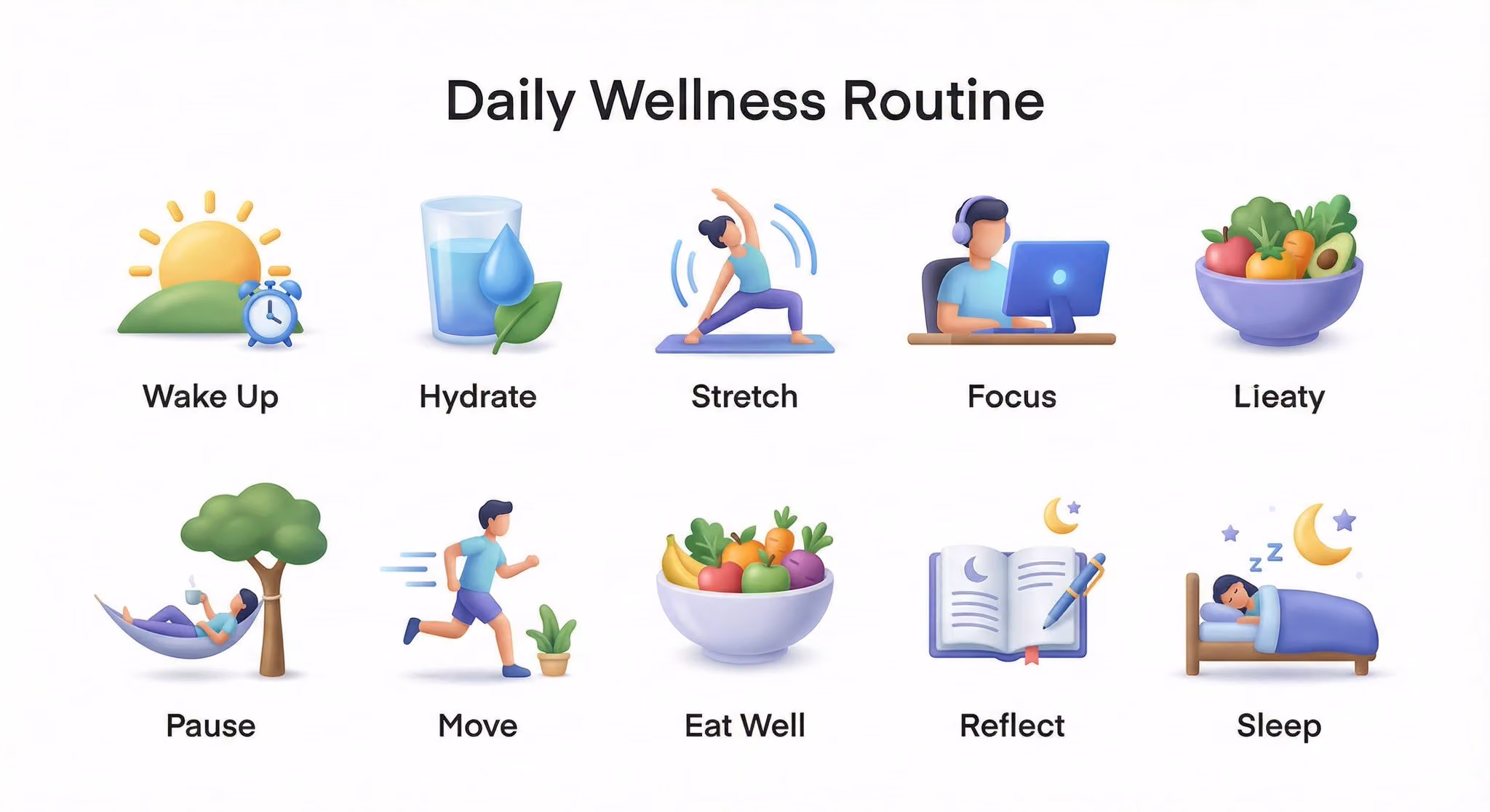 Create a collection of icons representing [ROUTINE / PROCESS