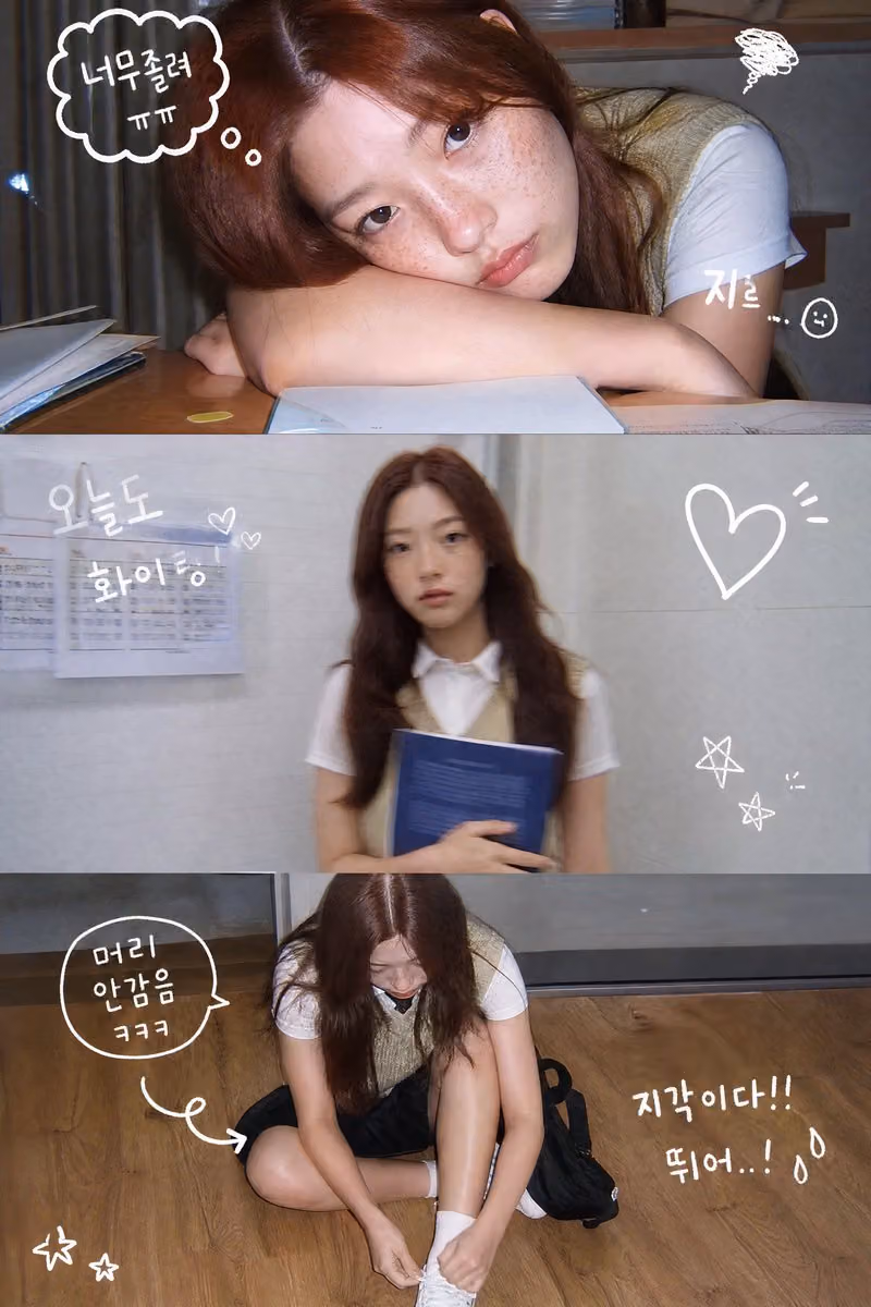 {"layout":"vertical 3-panel college photo strip","subject":"