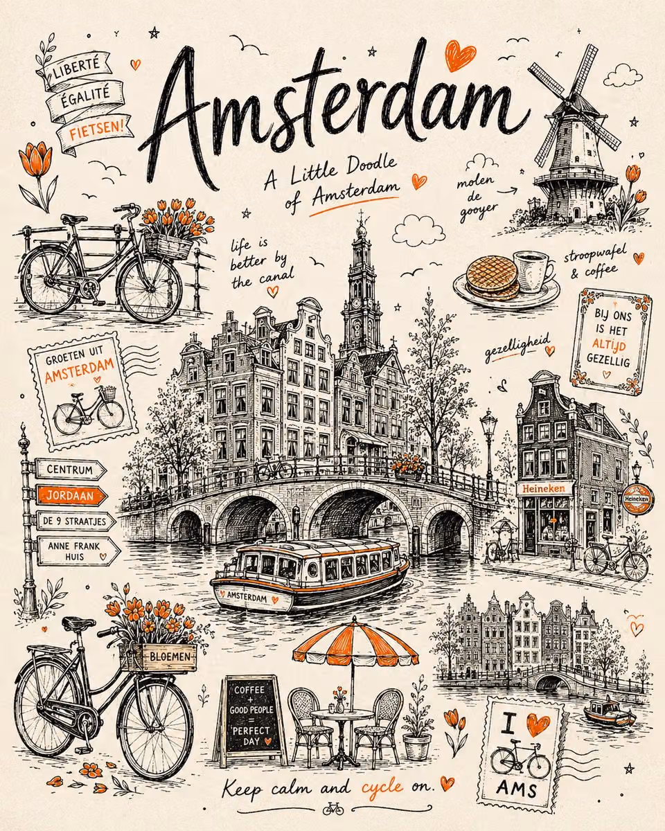 Create a vertical 4:5 minimalist doodle travel poster for [C