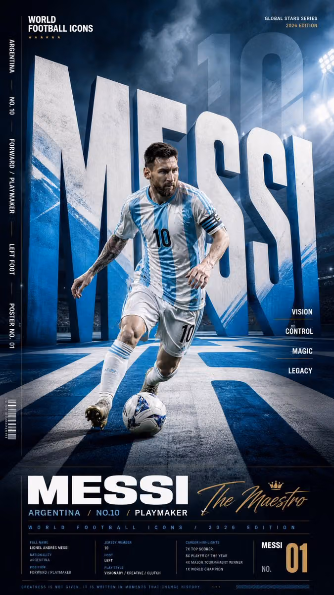 Create a vertical 3:4 high-resolution football star campaign