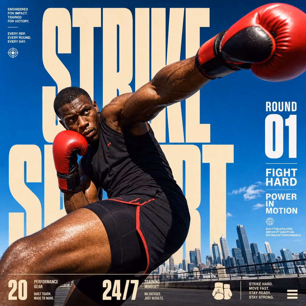 Create a 4:5 full-bleed editorial action poster for STRIKE S