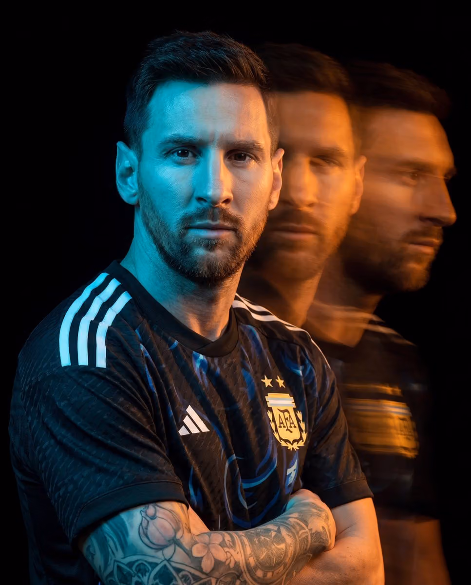 Ultra-cinematic studio sports portrait against a pure black