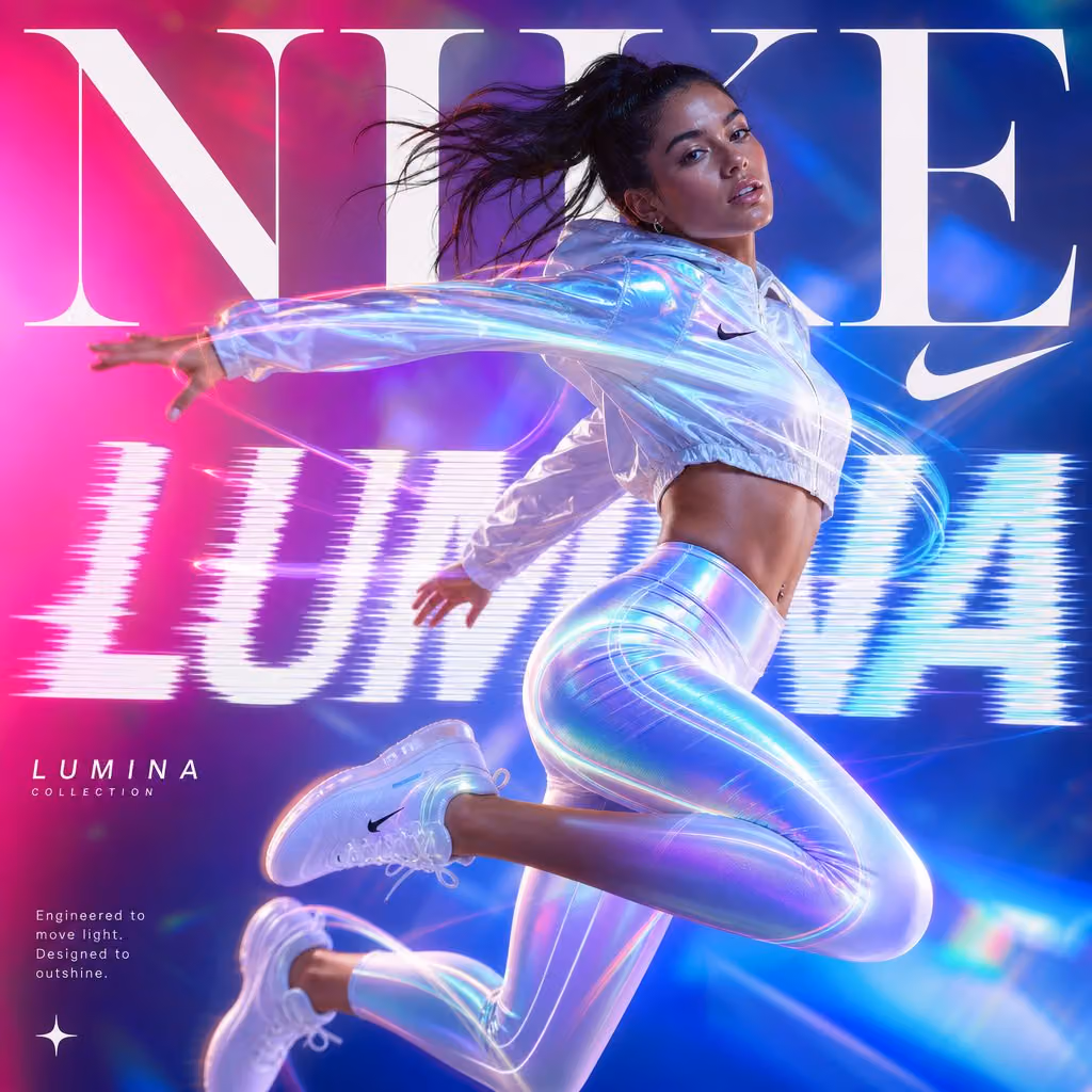 dynamic fashion advertisement for Nike showing a hyper-reali