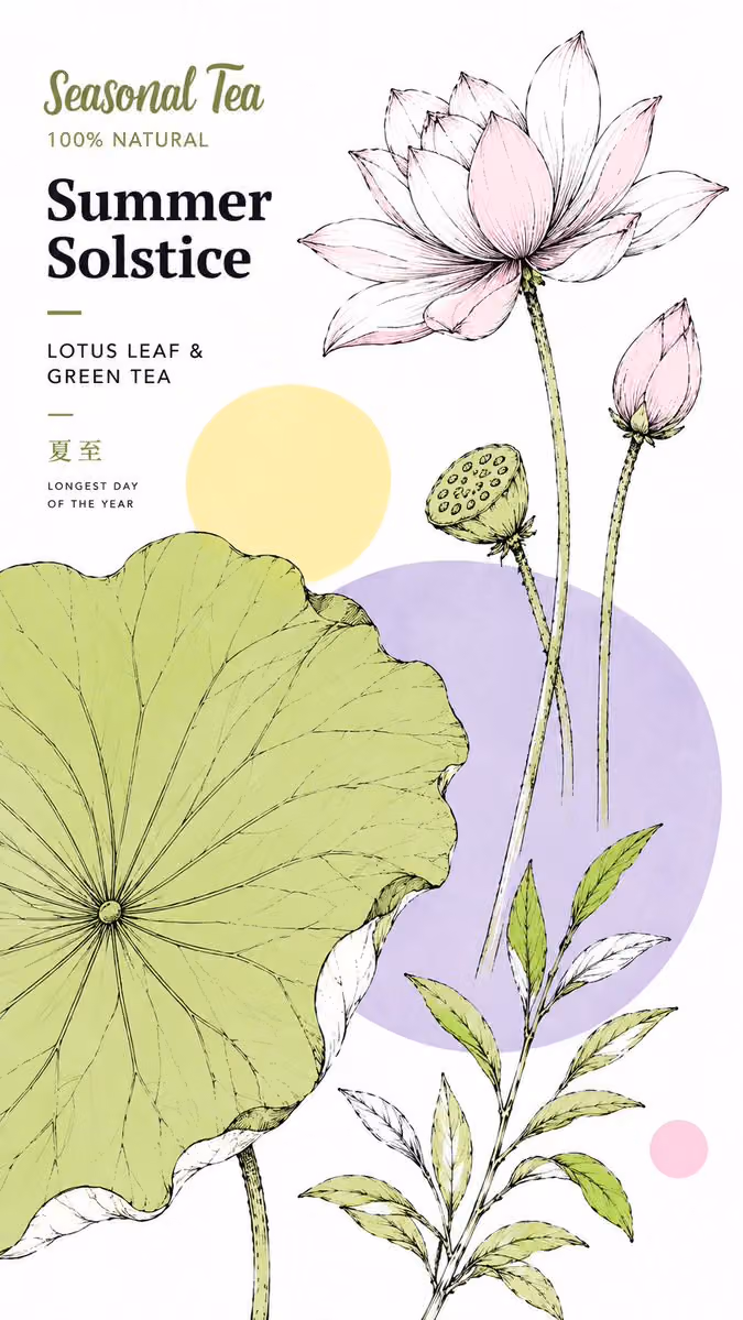 Create a modern botanical packaging poster with a clean whit