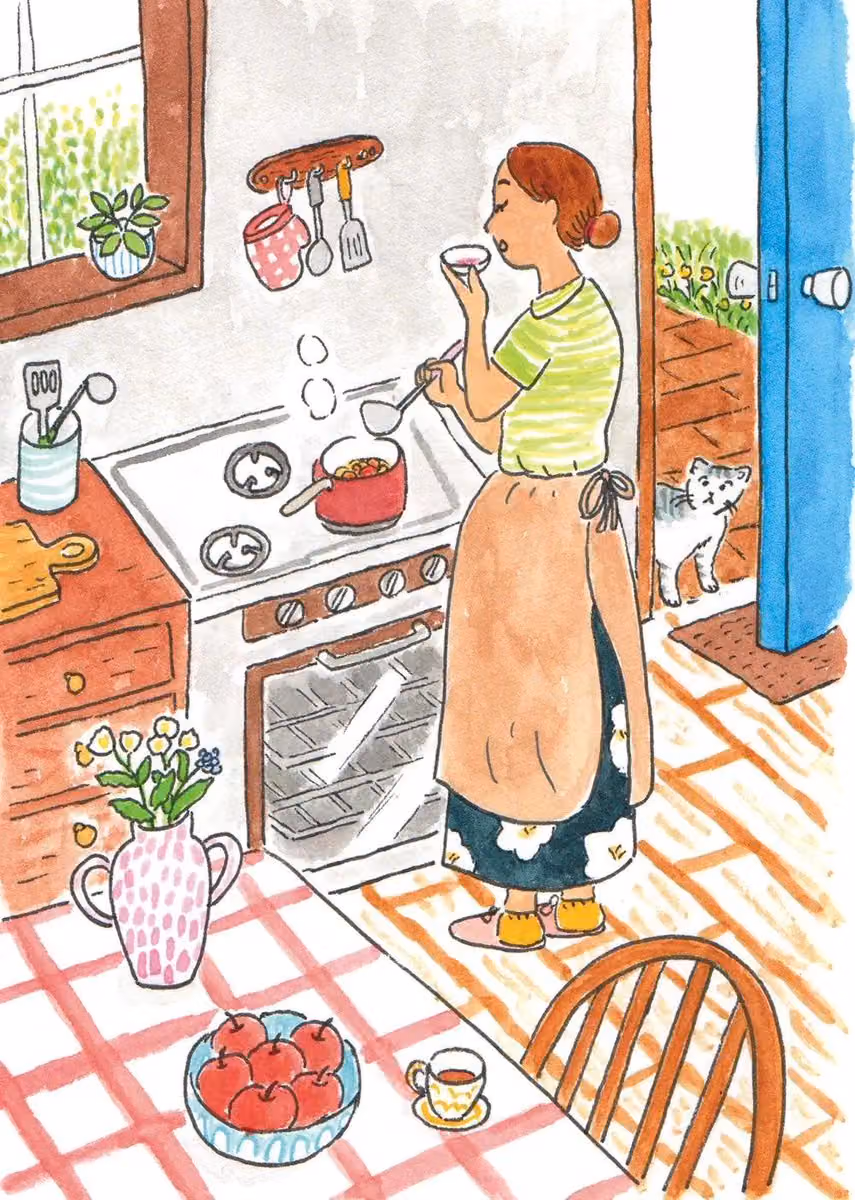Whimsical hand-drawn watercolor and colored-pencil illustrat