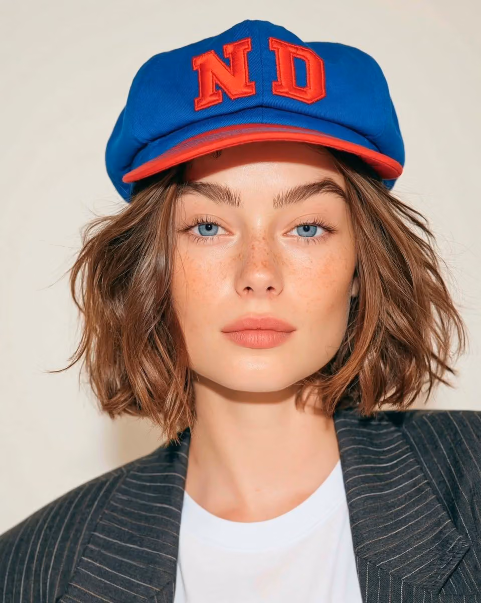 Photorealistic close-up fashion editorial portrait of a natu