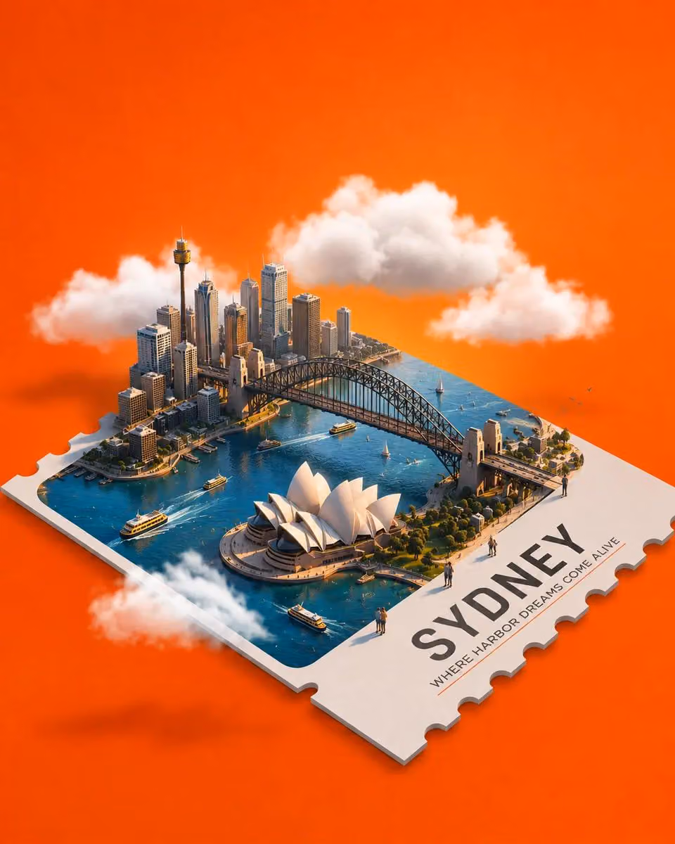 Create a premium stylized 3D isometric travel poster of [LOC
