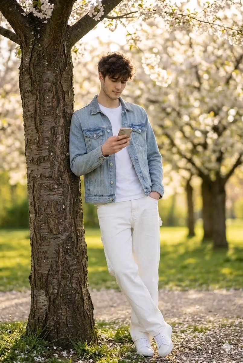 Photorealistic Portrait of a Young Man in a Park
