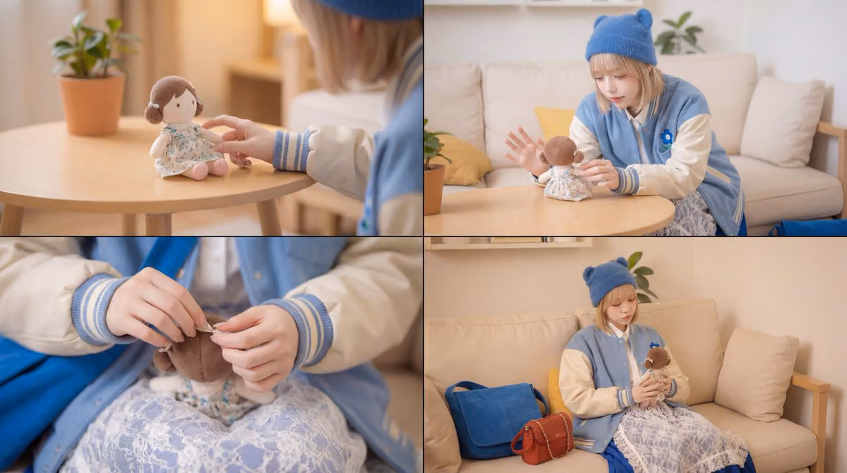 Girl Playing with Doll, Cinematic, Nostalgic
