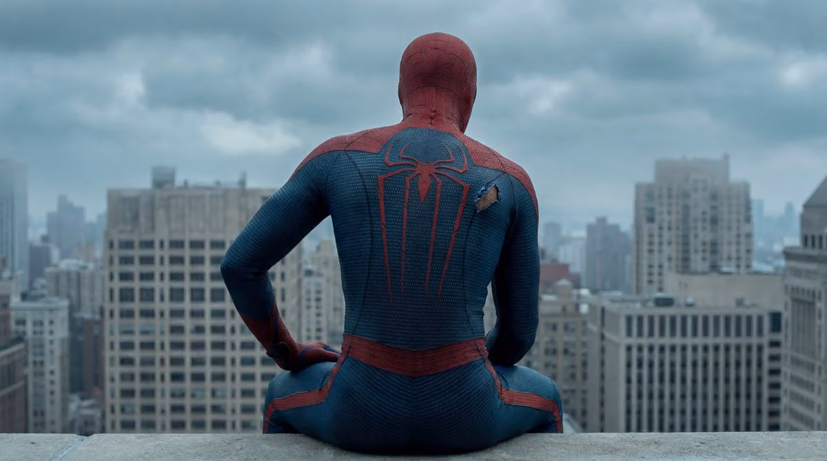 Superhero on Skyscraper Rooftop, Cinematic Style