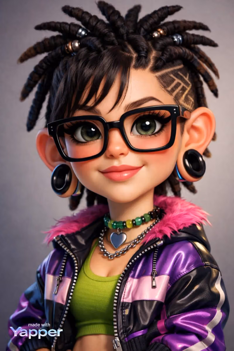 Stylized Caricature Portrait with Y2K Outfit