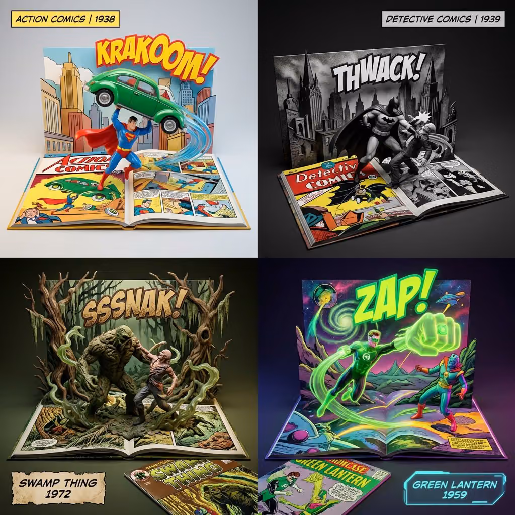 Comic Book Diorama with 3D Toys and SFX