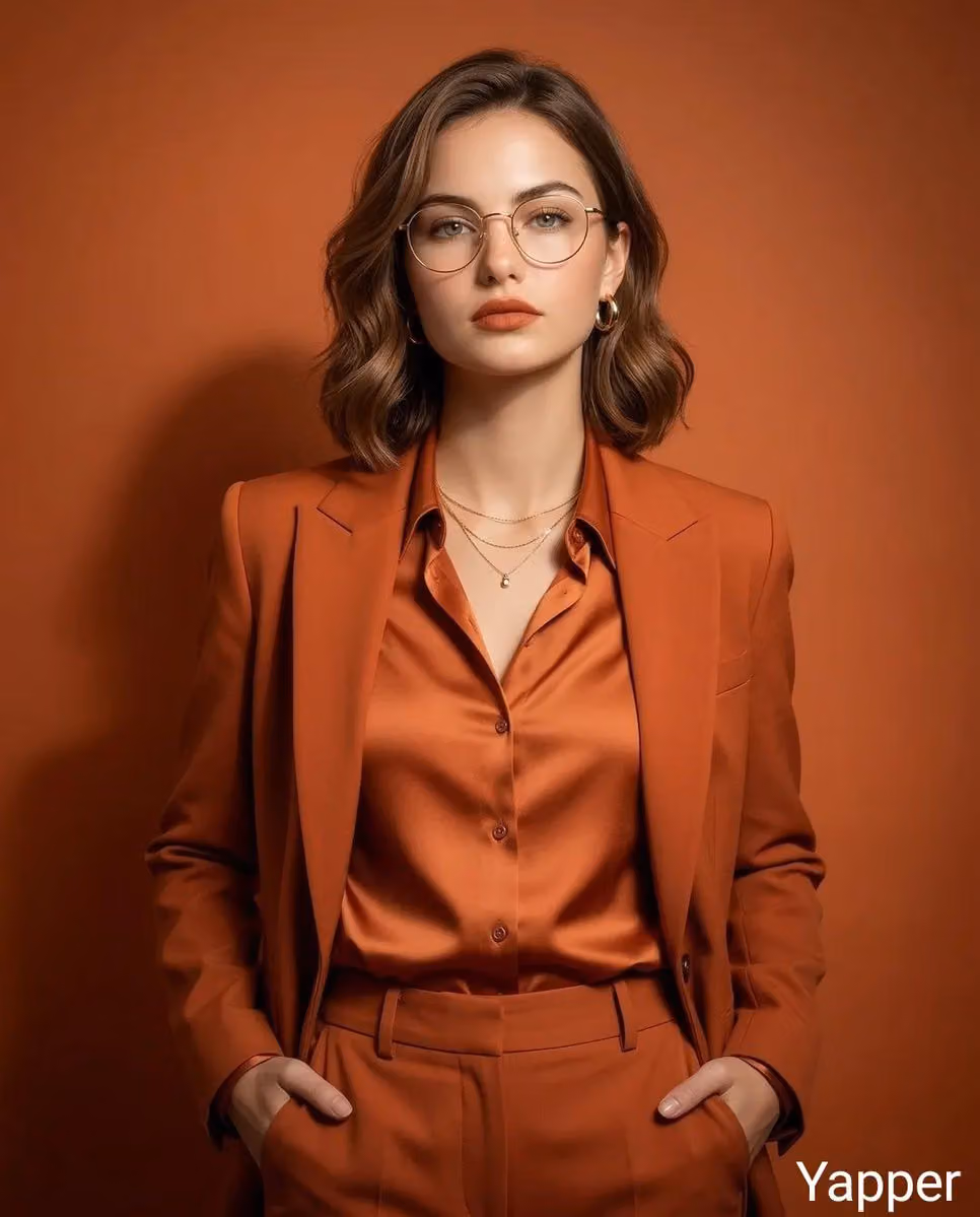 Elegant Studio Portrait: Monochromatic Tailored Suit