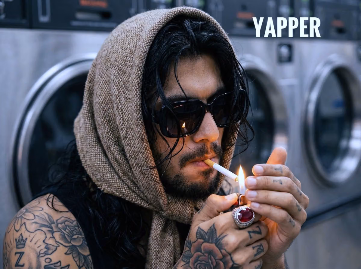 Hyperrealistic Portrait with Lighter Flame and Tattoos