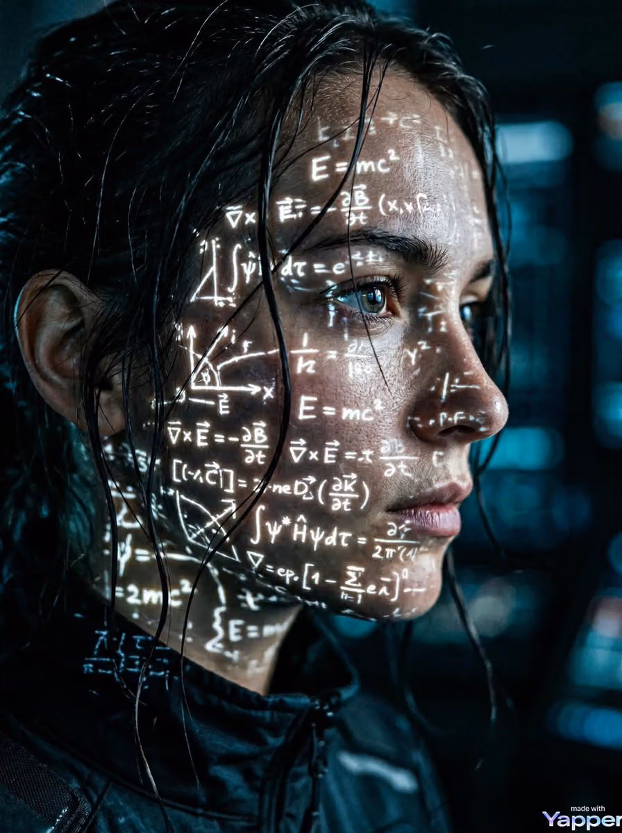 Cinematic Cyberpunk Portrait with Projected Formulas