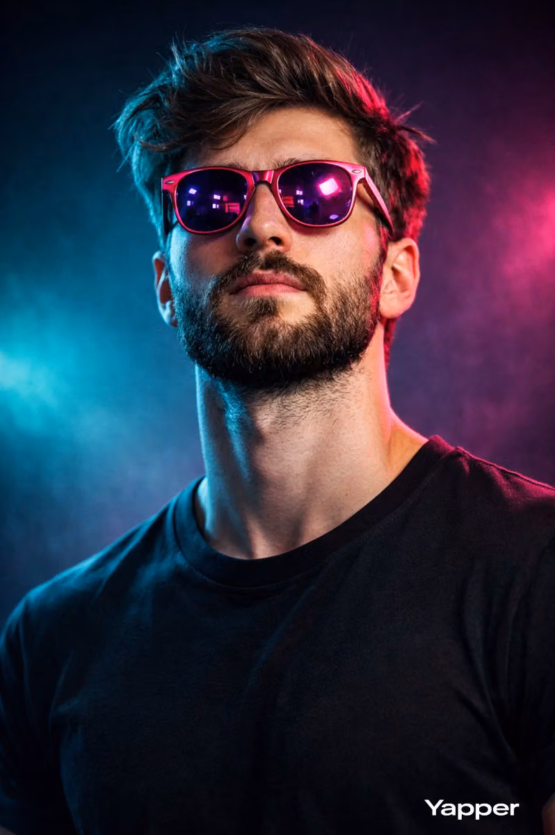 Cyberpunk Portrait with Neon Reflections