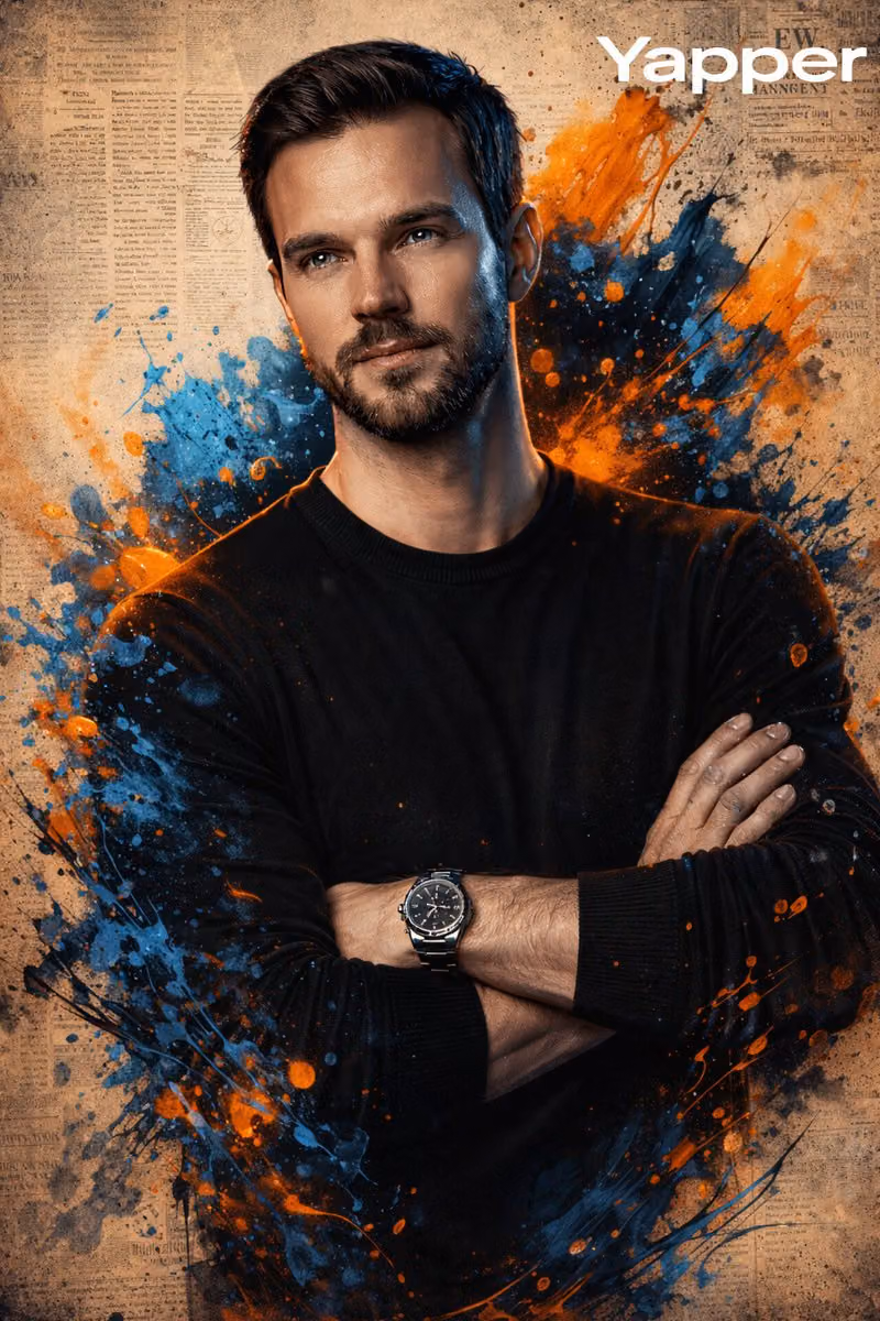 Illustrated Poster Portrait with Paint Splashes