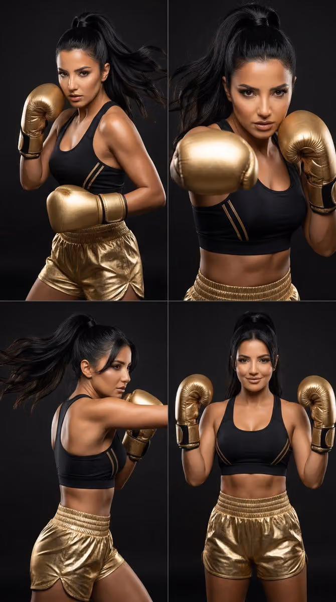 High-Fashion Boxing Editorial 2x2 Grid