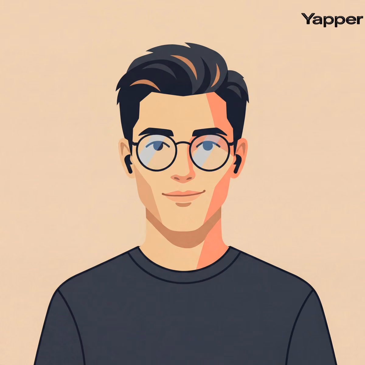 Cinematic Flat Vector Portrait with Modern Tech-Avatar Aesth
