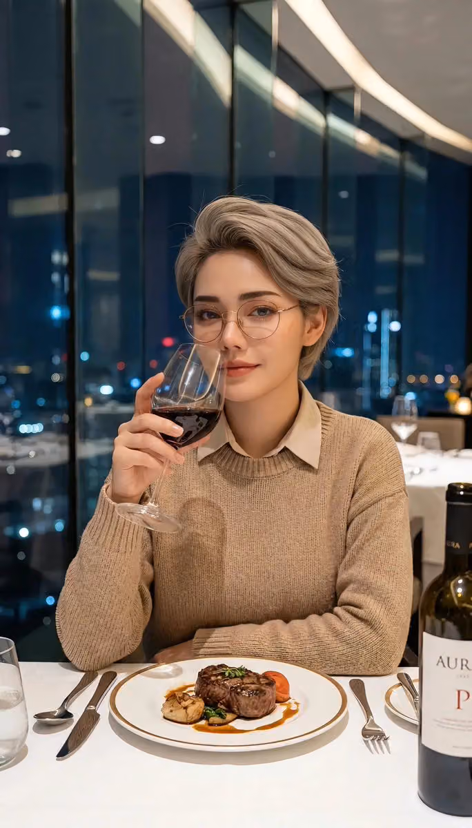 Cinematic Portrait in Fine Dining Restaurant
