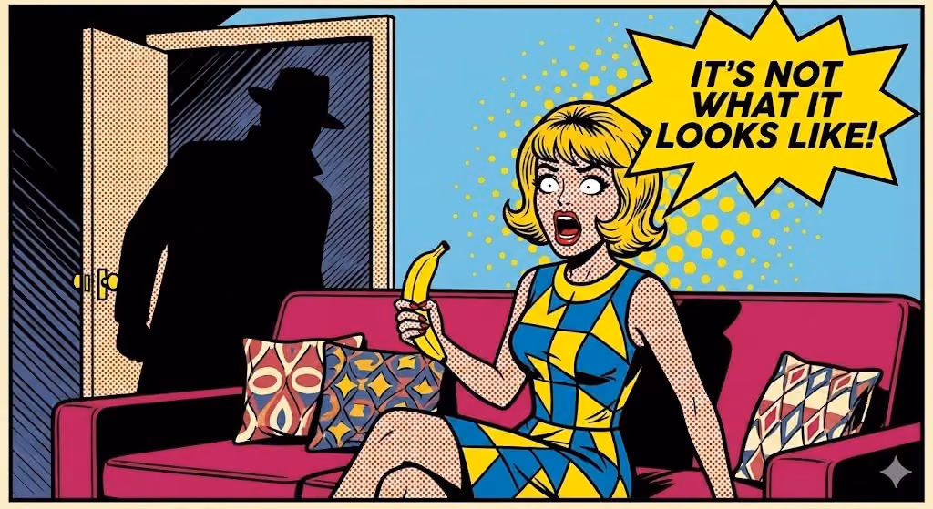 Pop Art Comic: Startled Woman with Banana