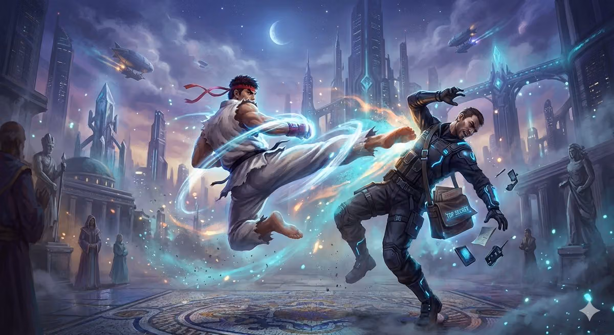 Ryu Performing Tatsumaki Senpukyaku on a Spy