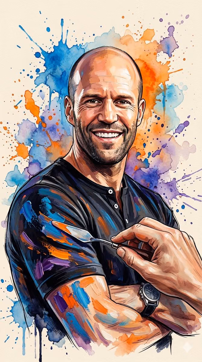 Oil Painting Portrait with Dynamic Paint Splashes