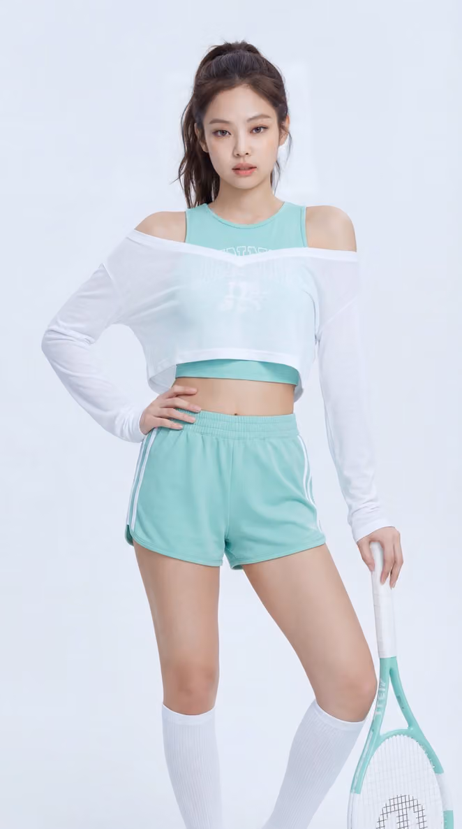 Playful Studio Portrait of Rosé with Tennis Racket
