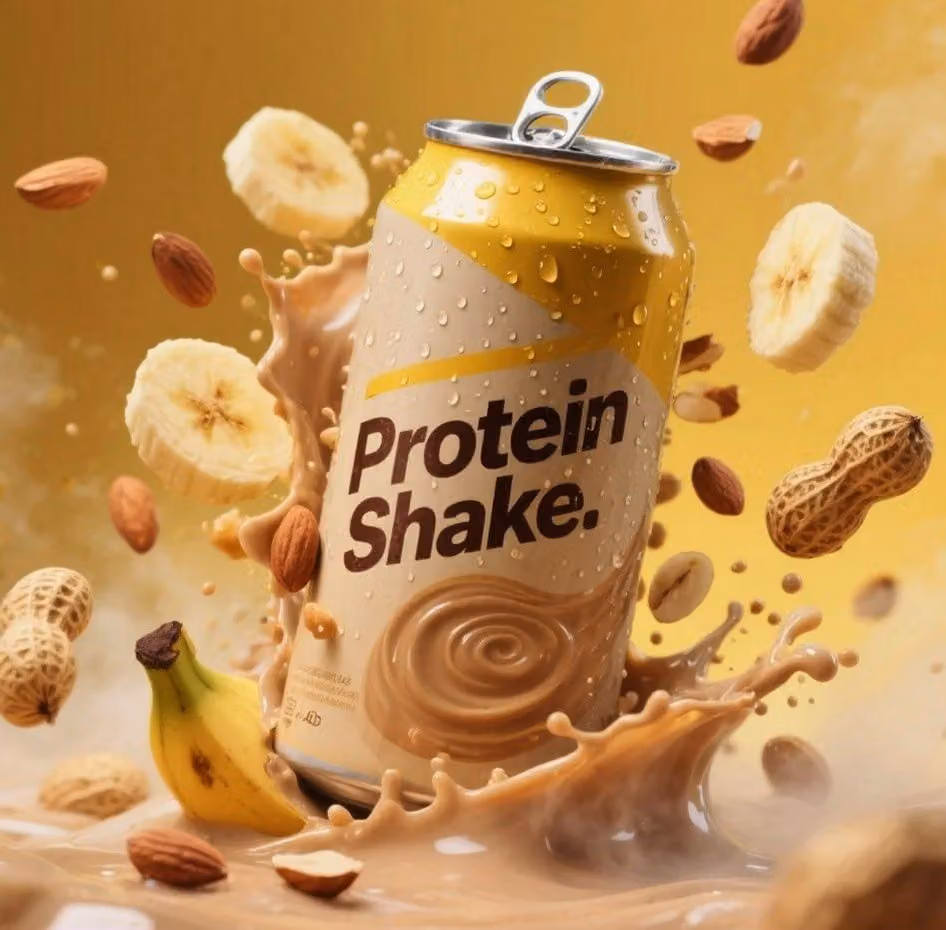 Protein Shake (Banana + Almond)
Prompt:
Hyper-realistic prod