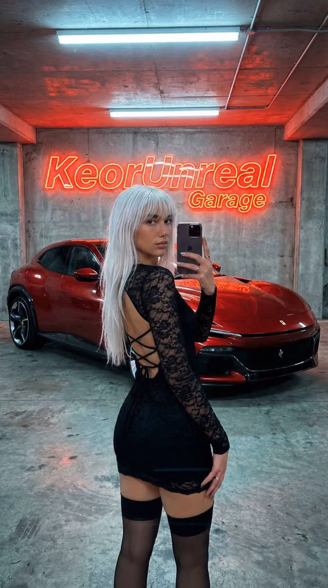 Urban Fashion Garage Mirror Selfie with Neon Accent