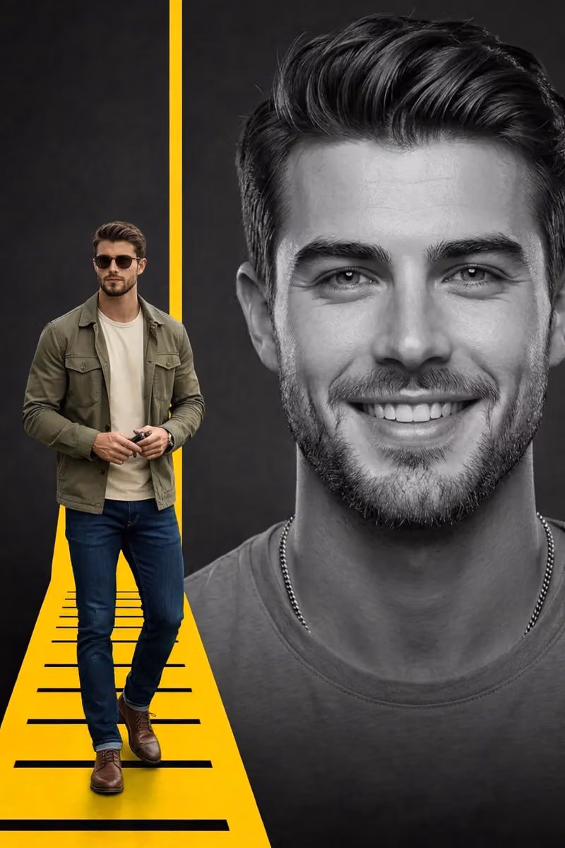 Stylish Split Composition Portrait of a Young Man