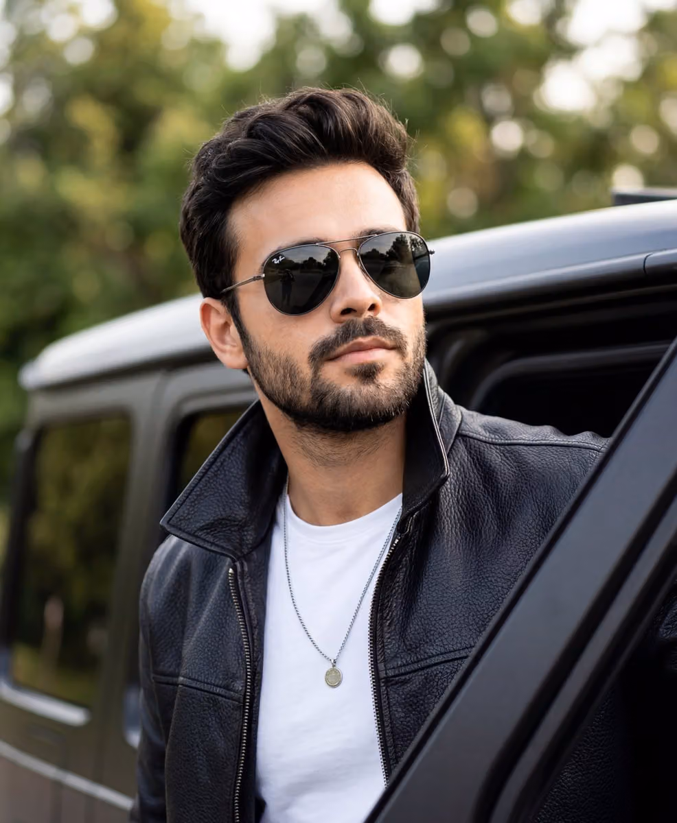 Cinematic Portrait of a Stylish Man in Aviators
