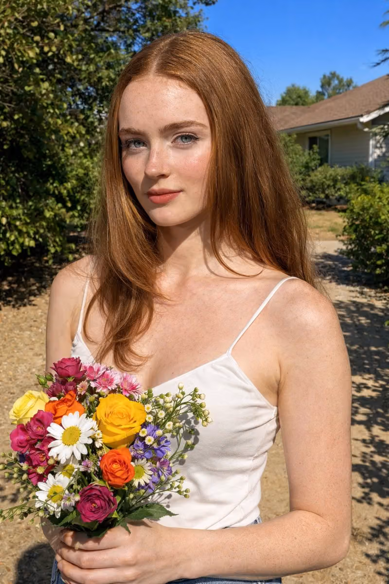 Outdoor Midday Portrait with Hard Sunlight Shadows