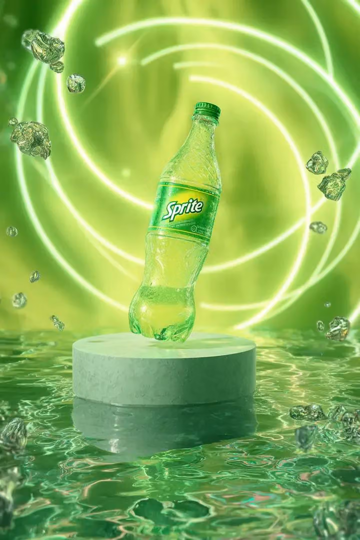 Sprite Bottle with Neon Cosmic Petals