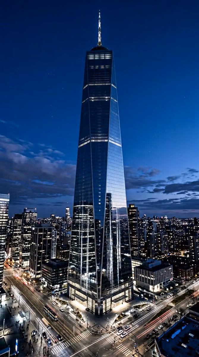 Futuristic Skyscraper Cityscape at Blue Hour