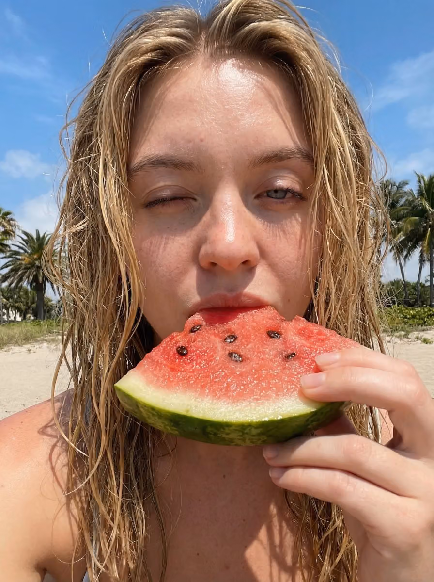 Outdoor Summer Selfie with Watermelon