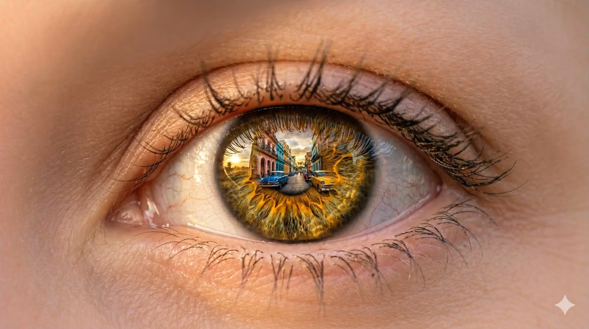 Macro Close-Up: Ana de Armas's Eye with Havana Reflection