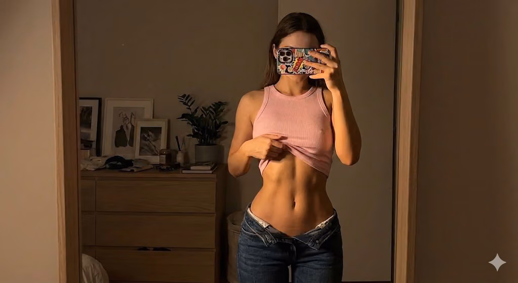 Photorealistic Mirror Selfie: Extreme Hourglass Figure