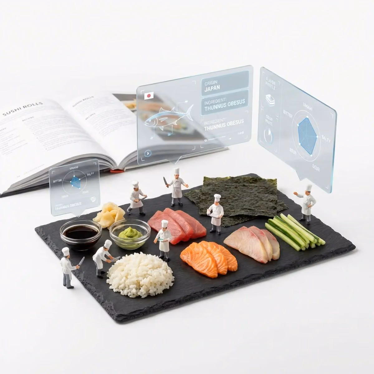 Deconstructed Dish with Toy Chef and AR UI