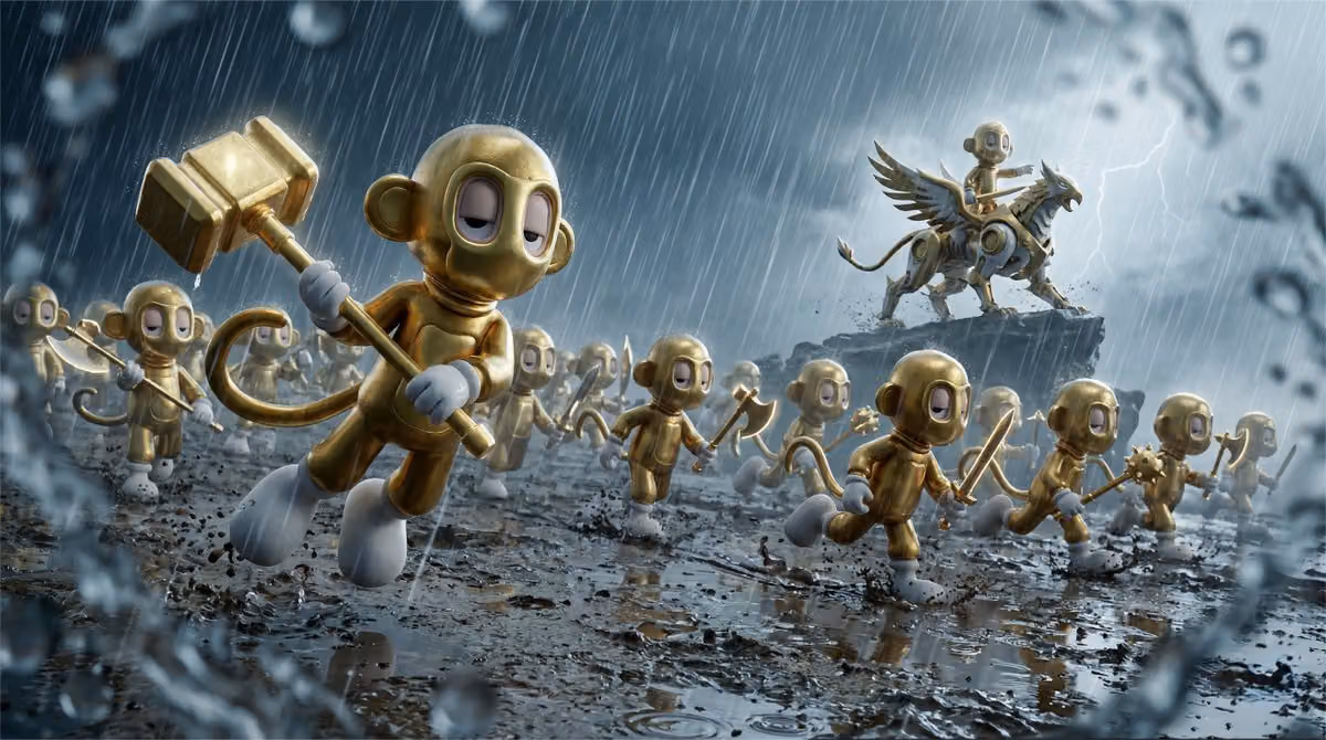Cinematic Macro Toy-Photography: Charging Army in Rainstorm