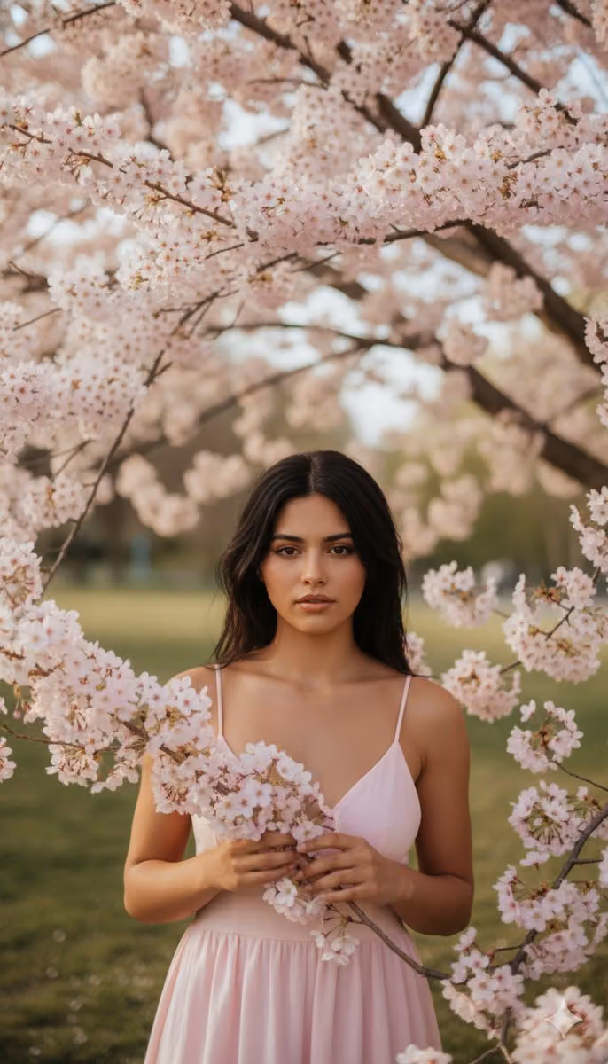 Springtime Portrait with Cherry Blossoms