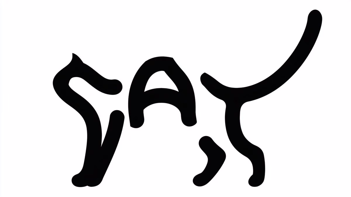 Monochrome Typographic Cat Illustration