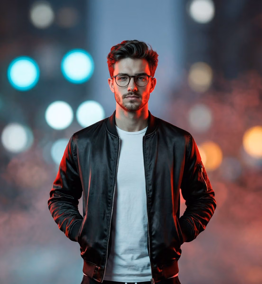 Cinematic Streetwear Portrait with Neon Lighting