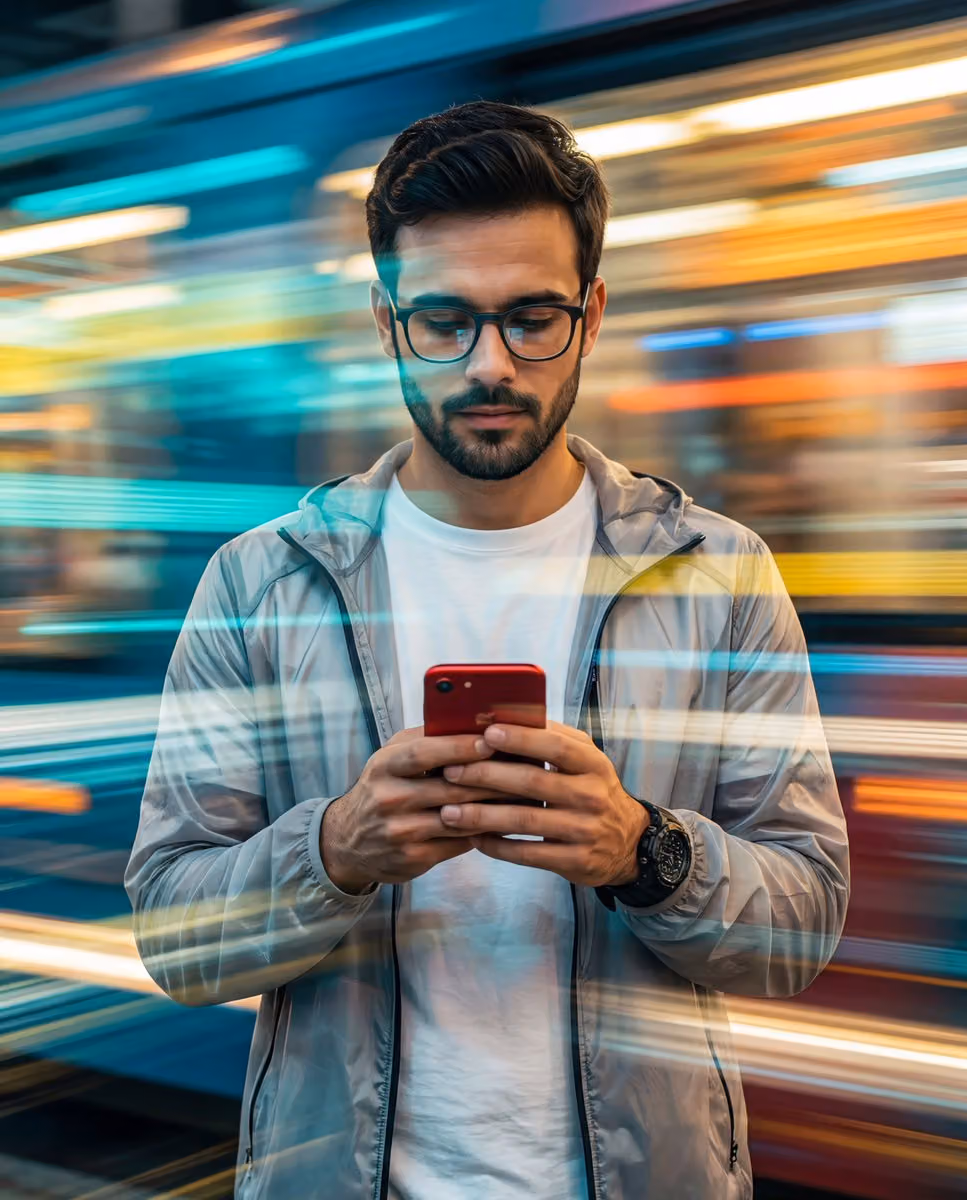 Man with Speed-Light Effect and Motion Blur